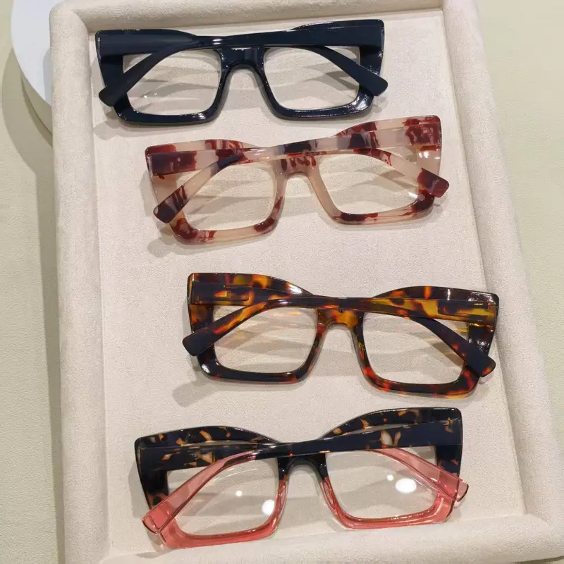 Large-frame anti-blue light spring-loaded high-definition reading glasses